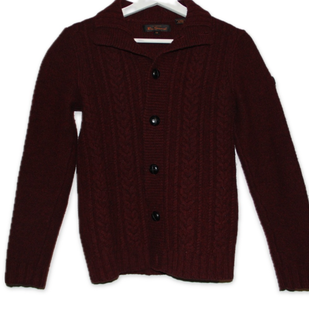 Ben Sherman Maroon Cable Knit Sweater Size XS